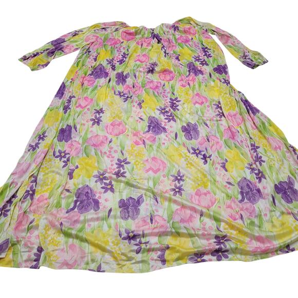 Vintage Mistee sheer nylon long oversized floral nightie nightgown - Picture 1 of 8